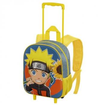Mochila 3D con Ruedas Pequeña Naruto Peace, Multicolor, 26 x 34 cm, Capacidad 12.5 L