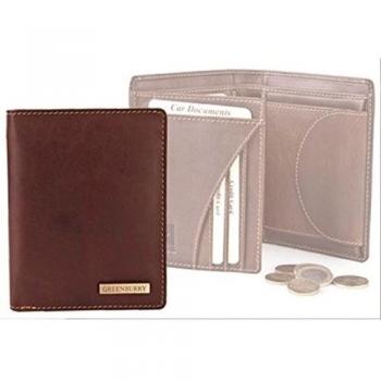 Monedero Cartera De 4512 de 24 Castaña Alto de Piel de vacuno Natural Greenburry