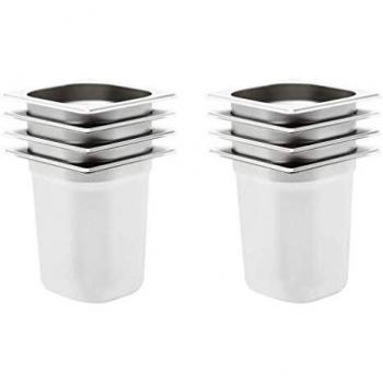 vidaXL 8X Bandejas Gastronorm Alimentos GN 1/6 Utensilios Cocina Calientaplatos Plato Platillo Comida Buffet Baño María 200 mm Acero Inoxidable