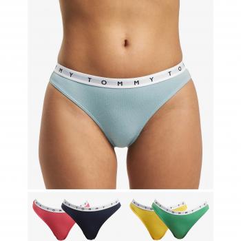 Pack de 5 tangas Tommy Hilfiger Cotton con inscripción en colores amarillo, verde, negro y azul - Talla XS