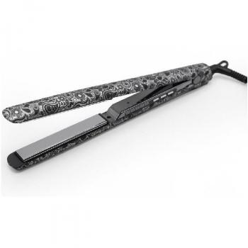 Corioliss Plancha Profesional C3 Silver Paisley Soft Touch con tecnología de titanio, acabado soft touch, diseño elegante en color plateado y paisley, ideal para alisar y dar forma al cabello