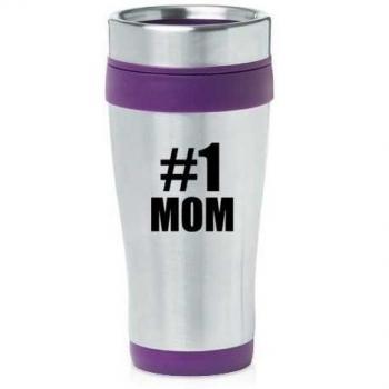 Purple 16oz Insulated Stainless Steel Travel Mug Z30 #1 Mom by MIP