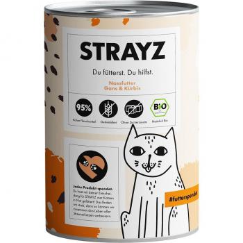 STRAYZ BIO Gato - Comida húmeda ecológica de oca y calabaza - Pack de 6 x 400 g