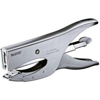 Grapadora Leitz 5549, Capacidad 40 Hojas, para Grapas 24/6 y 24/8, Color Plata Mate