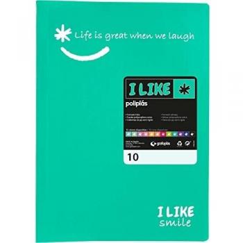 Grafoplás 1430836. Carpeta de Fundas, Tamaño Folio, Color Turquesa, 10 Fundas Transparentes Polipropileno