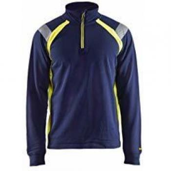 Blaklader High Visibility Trucker Collar Sweatshirt Marine/Fluorescent Yellow XL