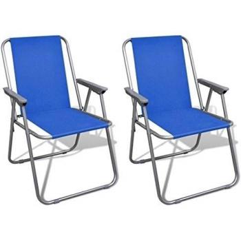 vidaXL Conjunto De 2 Sillas Azules Plegables Exterior