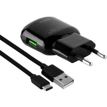 Puro Travel Chager Fast USB-C 3A - Caja de Transporte, Color Negro
