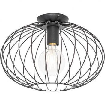 Plafón de diseño negro Margarita, E27, acero, 1 luz