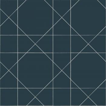 Papel pintado líneas gráficas azul oscuro - 0,53 x 10,05 m