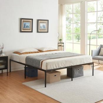 Cama de metal Vårdö con somier 180x200 cm - Negro, estructura king size en acero
