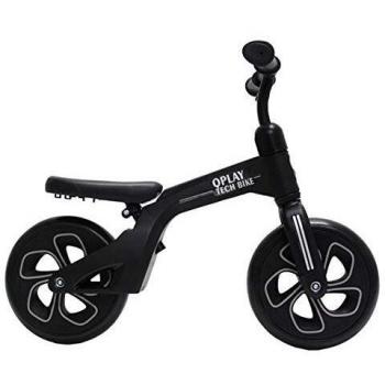 QPLAY - Bicicleta sin Pedales Tech Balance Bike Negra - Asiento Ajustable en 4 Alturas y Acolchado - Ideal para niños de 2 a 4 años