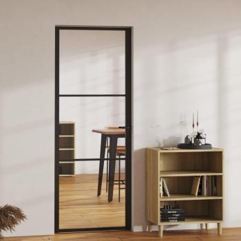 Black ESG Glass and Aluminium Interior Door 76x201.5 cm