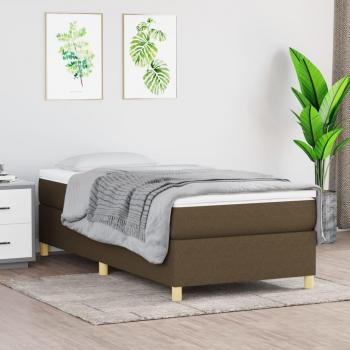 Cama box spring suave con colchón marrón oscuro 100x200 cm tela