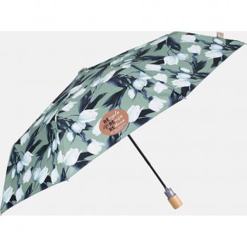 Paraguas Plegable Automático de 54cm con Estampado de Tulipanes y Material Reciclado