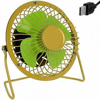 Ventilador USB de Metal Inclinable 360° Amarillo/Verde Ø 13.5 cm