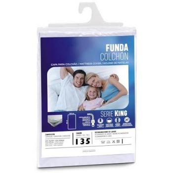 Funda de Colchón Blanca con Cierre de Cremallera, 50% Poliéster 50% Algodón, Lavable a Máquina, Suave y No Encoge, 135x190 cm