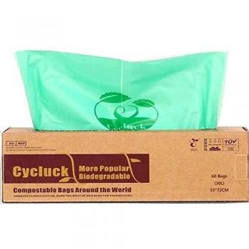 Cycluck 60 Bolsas 30L Bolsa de Basura ecológica 100% Biodegradable y Compostable con EN 13432