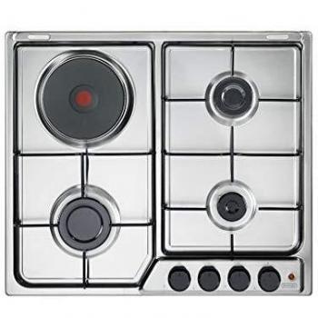 Piano de Cocina De'Longhi FFI 36 ER Inox 60 cm con 3 Fuegos a Gas y 1 Piastra Eléctrica