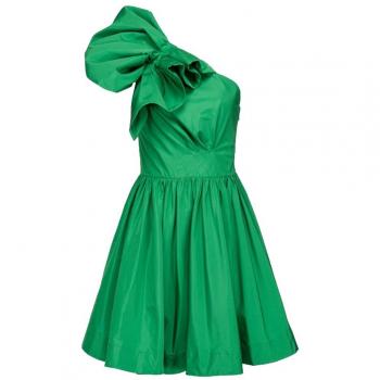 Chic Green Draped Bustier Flared Dress - IT38|XS