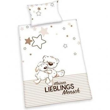 Conjunto de Ropa de Cama Infantil Kleiner Lieblingsmensch 100 x 135 cm, con diseño de osito y ovejita, algodón