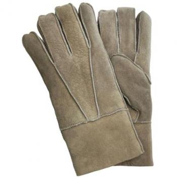 Infinity Leather Unisex Stone Sheepskin Suede Gloves with Adjustable Cuff - Size Small
