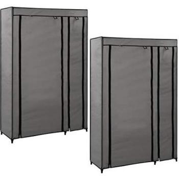 SengentoStyle Kledingkasten opvouwbaar 2 st 110x45x175 cm stof grijs