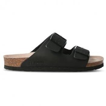Sandalias Planas Unisex Genuins de Piel con Planta Anatómica Hawaii Oiled Negro