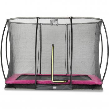 Trampolín enterrado EXIT Silhouette rectangular con red de seguridad 214 x 305 cm - rosa