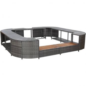 vidaXL Square Spa Surround Grey 268 x 268 x 55 cm Poly Rattan