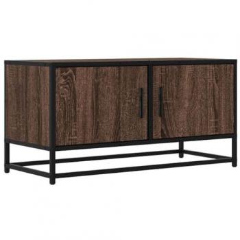 Mueble TV metal y madera ingeniería marrón roble 80x34,5x40 cm