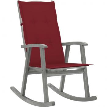 vidaXL Silla mecedora con cojín de madera maciza de acacia