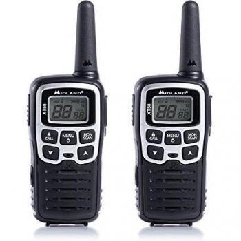 Midland C1178 XT50 - Radio Walkie Talkie de Medio Alcance - Gris - 24 Canales, 8 km de Alcance, 38 Tonos - Set de 2 Transceptores