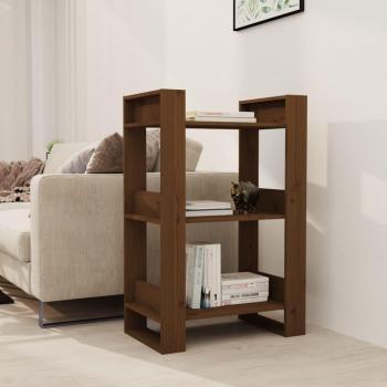Estantería divisor de espacios de madera de pino 60x35x91 cm en colores natural, blanco, gris y marrón miel, ideal para oficina, estudio, sala de estar y dormitorio