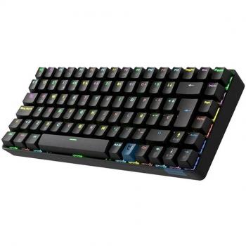 Teclado Gaming Mecánico Inalámbrico Hiditec GM1K con Hot-Swap Switch Gateron Brown, Conectividad USB + RF Wireless + Bluetooth, Layout QWERTY Español, Color Negro