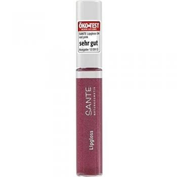 Brillo Labios Natural Red Pink 04 Sante - 9 ml, fórmula natural, color rojo intenso, acabado brillante, hidratante