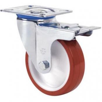 Rueda Giratoria con Placa de Montaje, Freno y Capacidad de 130 kg