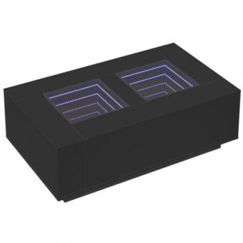 Mesa de centro con LED Infinity negra 116x69x40 cm
