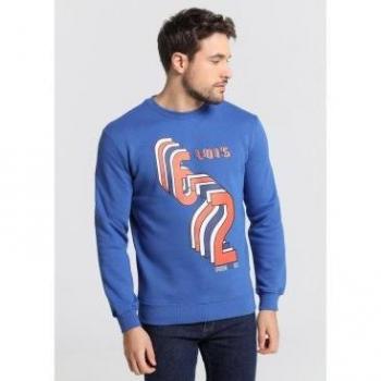Sudadera Azul Lois Jeans con Cuello en Caja y Detalles Exclusivos - Modelo 132039