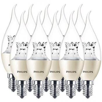 4 x Philips LED Vela warmglow/E14/LED lámpara/consumo 4 W equivalentes a 25 W/libre de mercurio/luz Color blanco cálido 2700 K/soplada/250 lúmenes/eficiencia energética A +/15.000h/8718696453742