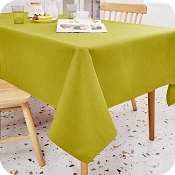 Amazon Brand - Umi Mantel Antimanchas Impermeable Retangular Tela de Mesa de Reunión Comedor 140x200cm Amarillo Verde