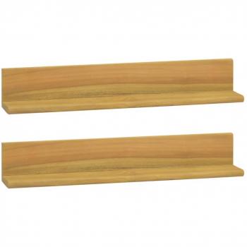 Teak Solid Wood Wall Shelves - Set of 2 (60x10x10 cm)