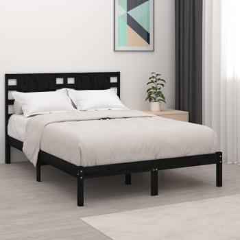 Cama de madera maciza de pino gris redonda negra 120x200 cm