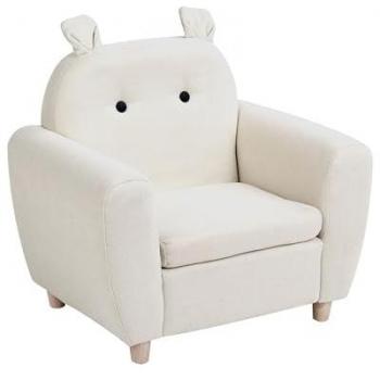 Sillón infantil tapizado efecto lino con reposabrazos para niños beige Maribo