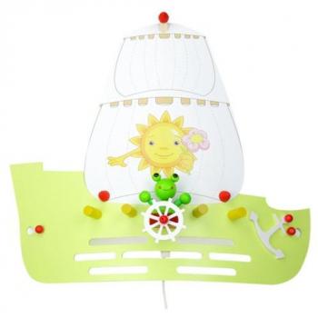 Luz de Pared Infantil Elobra Velero con Rana, Color Verde Claro