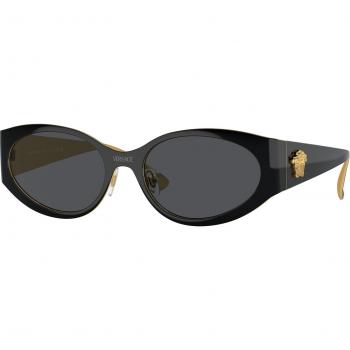 Versace Ve2263 Stylish Black Sunglasses for Women, Size 56 MM, Color 143387 Donna Rotonda Nero