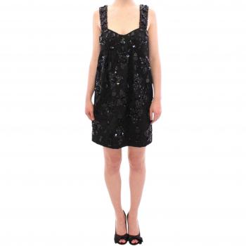 Dolce & Gabbana Black Floral Crystal Embedded Dress