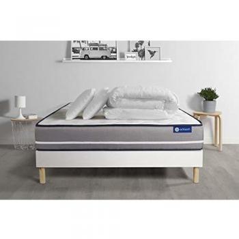 Pack Colchón Actisom de Látex y Espuma Viscoelástica 140 x 190 cm - Altura 20 cm - Incluye Almohadas y Edredón