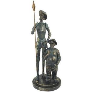Figura Decorativa Don Quijote y Sancho Panza en Bronce Dorado, 35x14x14cm, Signes Grimalt