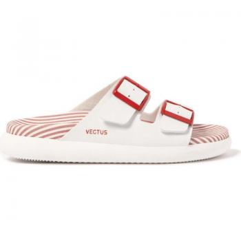 Sandalias Vegtus Tanami Stripes Red - Sandalias planas veganas de cuero de cactus y suela de EVA de alta calidad para mujeres